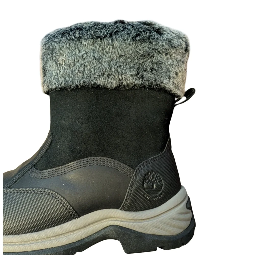 Timberland Women's Waterproof Winter Boots Faux Fur Pull On Black Size 6.5